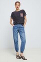 T-shirt bawełniany damski z kieszonką kolor szary RS23.TSD606 szary RS23