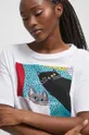 T-shirt bawełniany damski by Basia Flores, Grafika Polska, kolor biały Damski