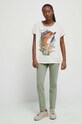 T-shirt bawełniany damski by Baju Maluje, Grafika Polska, kolor beżowy RS23.TSD658 beżowy RS23