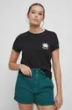 T-shirt bawełniany damski z nadrukiem z domieszką elastanu kolor czarny 95 % Bawełna, 5 % Elastan