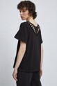 T-shirt bawełniany damskie z ozdobną aplikacją kolor czarny czarny RS23.TSD701