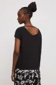 T-shirt lniany damski gładki kolor czarny 100 % Len