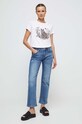 T-shirt bawełniany damski z nadrukiem z domieszką elastanu kolor biały RS23.TSD861 biały RS23