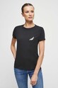 Odzież T-shirt bawełniany damski z nadrukiem z domieszką elastanu kolor czarny RS23.TSD863 czarny