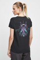 T-shirt bawełniany damski z nadrukiem z domieszką elastanu kolor czarny czarny RS23.TSD866