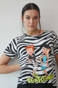 biały T-shirt bawełniany damski The Flintstones kolor biały