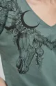 T-shirt bawełniany damski Tattoo Art by Karolina Słotwińska - Chuchu, kolor zielony Damski