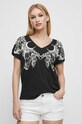 T-shirt bawełniany damski Tattoo Art by Karolina Słotwińska - Chuchu, kolor czarny RS23.TSDA57 czarny RS23