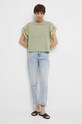 T-shirt bawełniany damski gładki z domieszką elastanu kolor zielony RS23.TSDA64 zielony RS23