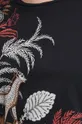 T-shirt bawełniany damski z nadrukiem kolor czarny Damski