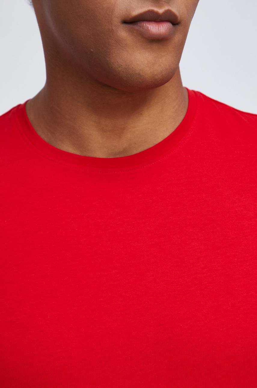 T-shirt męski gładki kolor czerwony Męski