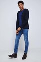 T-shirt bawełniany męski gładki z domieszką elastanu kolor granatowy RS23.TSM011 granatowy RS23