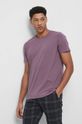 ciemny fioletowy T-shirt męski gładki kolor fioletowy