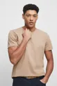 beżowy T-shirt bawełniany męski gładki z domieszką elastanu kolor beżowy