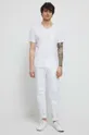 T-shirt bawełniany męski gładki kolor biały biały