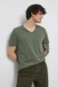 zielony T-shirt bawełniany męski gładki kolor zielony