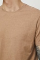 T-shirt męski z melanżowej dzianiny kolor beżowy RS23.TSM093 beżowy
