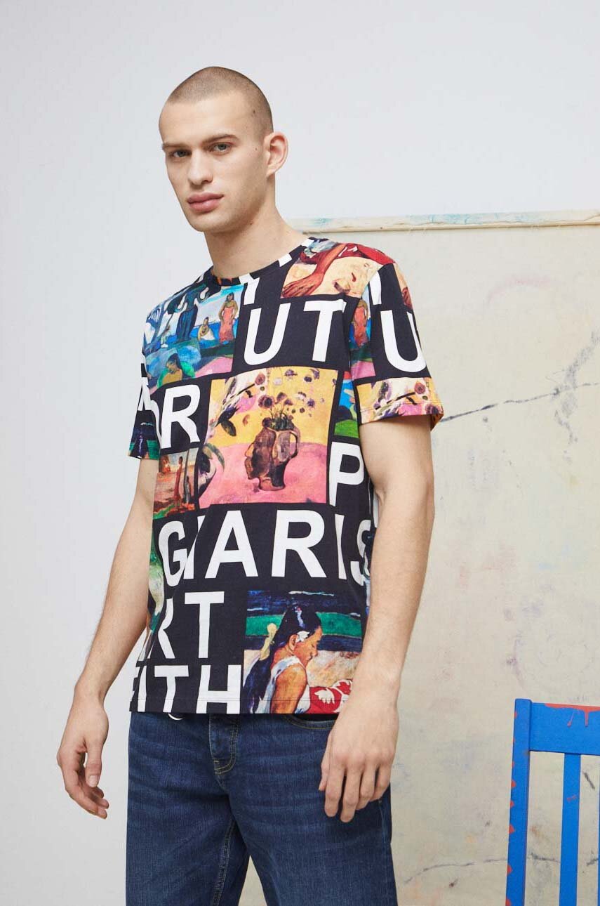 czarny T-shirt bawełniany męski Eviva L'arte kolor czarny