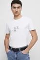 biały T-shirt bawełniany męski by Michalina Tańska kolor biały