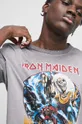 Bavlnené tričko pánske Iron Maiden šedá farba