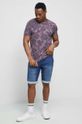 T-shirt bawełniany męski wzorzysty kolor fioletowy stalowy fiolet