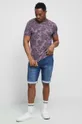 T-shirt bawełniany męski wzorzysty kolor fioletowy fioletowy
