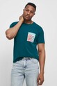 T-shirt bawełniany męski z domieszką elastanu by Andrzej Kukla, Grafika Polska, kolor zielony RS23.TSM657 turkusowy RS23
