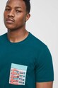T-shirt bawełniany męski z domieszką elastanu by Andrzej Kukla, Grafika Polska, kolor zielony RS23.TSM657 turkusowy