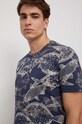 T-shirt bawełniany męski wzorzysty kolor granatowy RS23.TSM800 granatowy