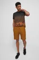 T-shirt bawełniany męski z nadrukiem kolor brązowy brązowy