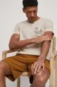 beżowy T-shirt bawełniany męski z kieszonką kolor beżowy