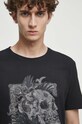 T-shirt bawełniany męski z nadrukiem z domieszką elastanu kolor czarny czarny RS23.TSMA23