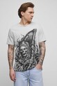 T-shirt bawełniany męski Tattoo Art by Maciej Puchała - Piekłowstąpienie, kolor szary szary RS23.TSMA52