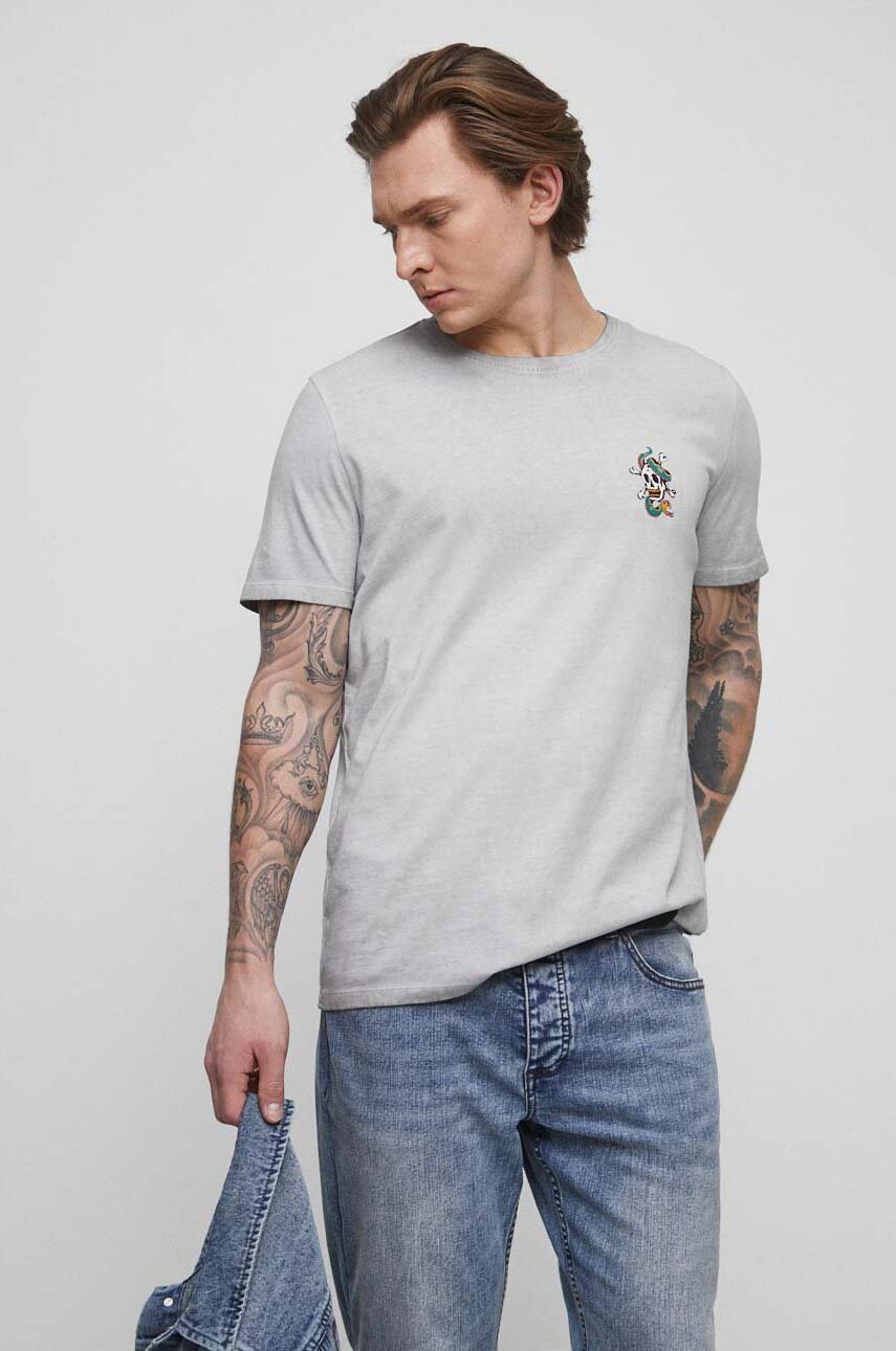 T-shirt bawełniany męski Tattoo Art by Marcin Małczyk, kolor szary 100 % Bawełna