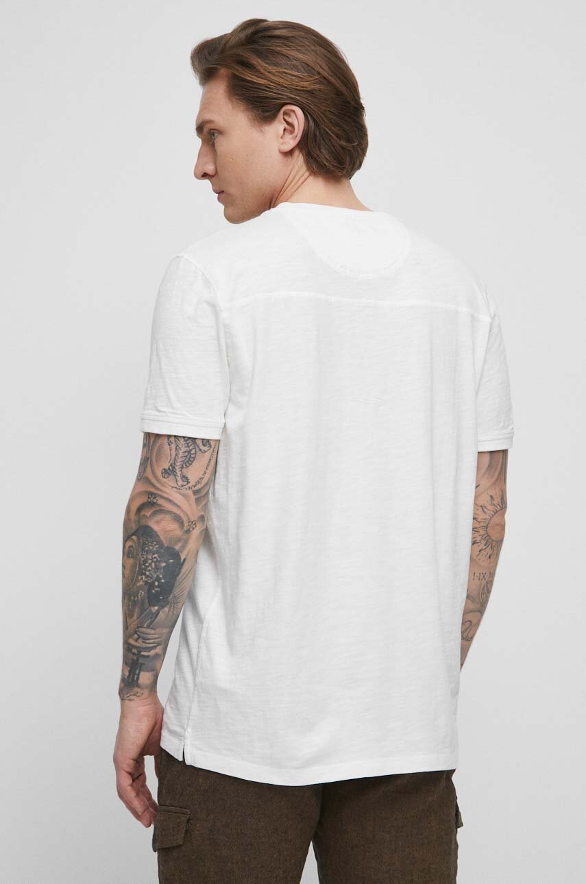 T-shirt bawełniany gładki kolor beżowy 100 % Bawełna