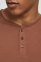 T-shirt lniany gładki kolor brązowy Męski