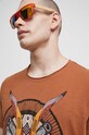 T-shirt bawełniany męski z nadrukiem kolor brązowy okrągły brązowy RS23.TSMB17