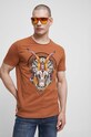 T-shirt bawełniany męski z nadrukiem kolor brązowy brązowy RS23.TSMB17