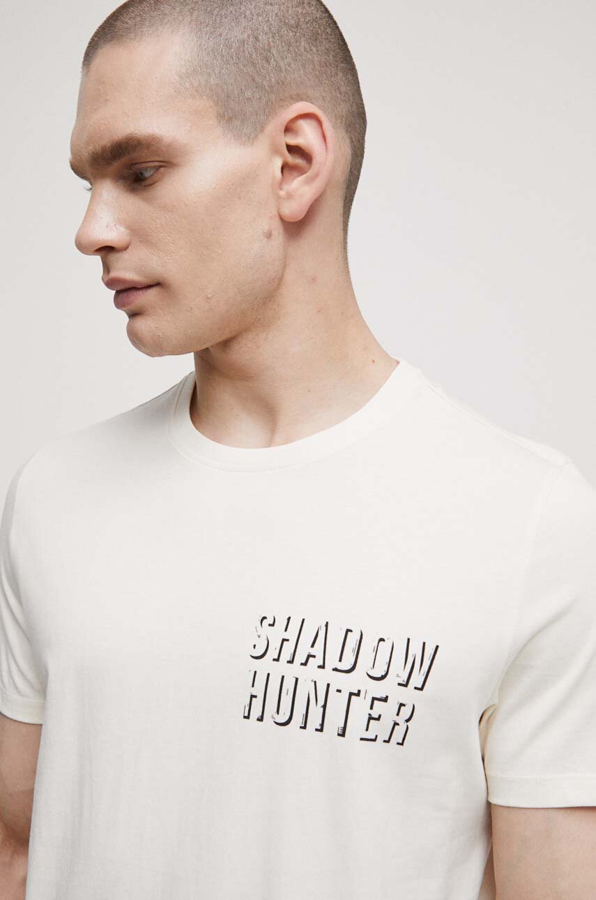 biały T-shirt bawełniany męski z nadrukiem kolor biały