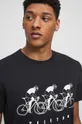 czarny T-shirt bawełniany męski z nadrukiem kolor czarny