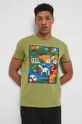 zielony T-shirt bawełniany męski z nadrukiem kolor zielony