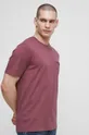 fioletowy T-shirt bawełniany męskie gładki kolor fioletowy Męski