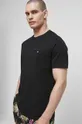 czarny T-shirt bawełniany męskie gładki kolor czarny