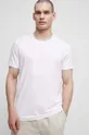 biały T-shirt bawełniany męski gładki z domieszką elastanu kolor biały Męski