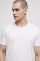 T-shirt bawełniany męski gładki z domieszką elastanu kolor biały biały RS23.TSMC03
