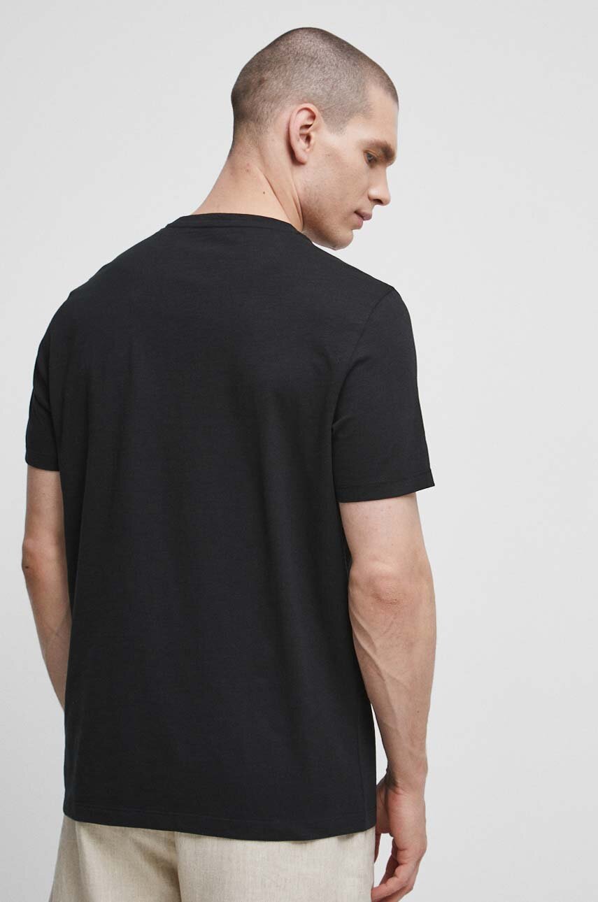 T-shirt bawełniany męski z nadrukiem kolor czarny 100 % Bawełna