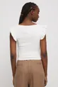T-shirt bawełniany damski prążkowany z domieszką elastanu kolor beżowy 95 % Bawełna, 5 % Elastan
