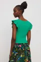 T-shirt bawełniany damski prążkowany z domieszką elastanu kolor zielony 95 % Bawełna, 5 % Elastan