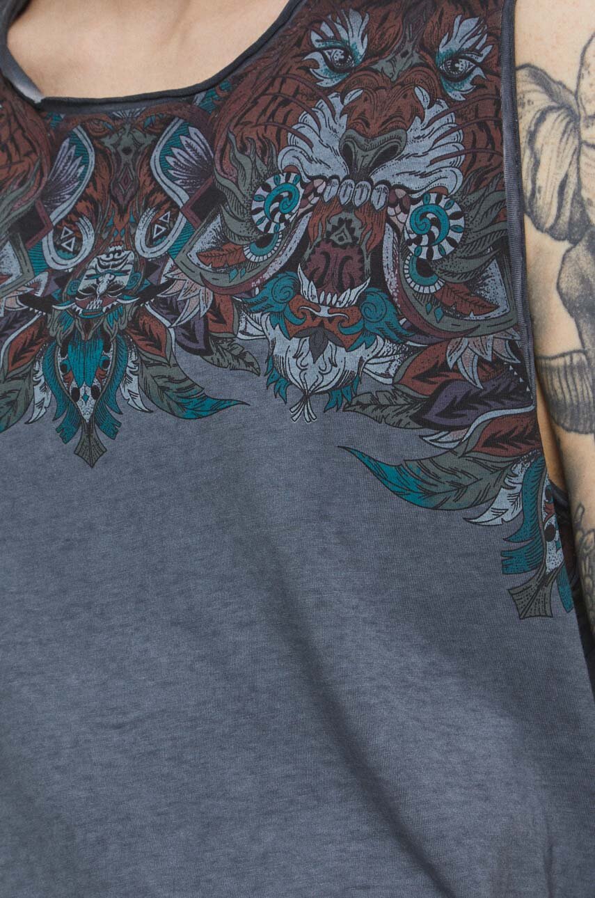 T-shirt bawełniany męski z nadrukiem kolor szary Męski