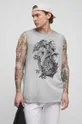 T-shirt bawełniany męski Tattoo Art by Natalia Osipa - Czornaja Ink, kolor szary szary
